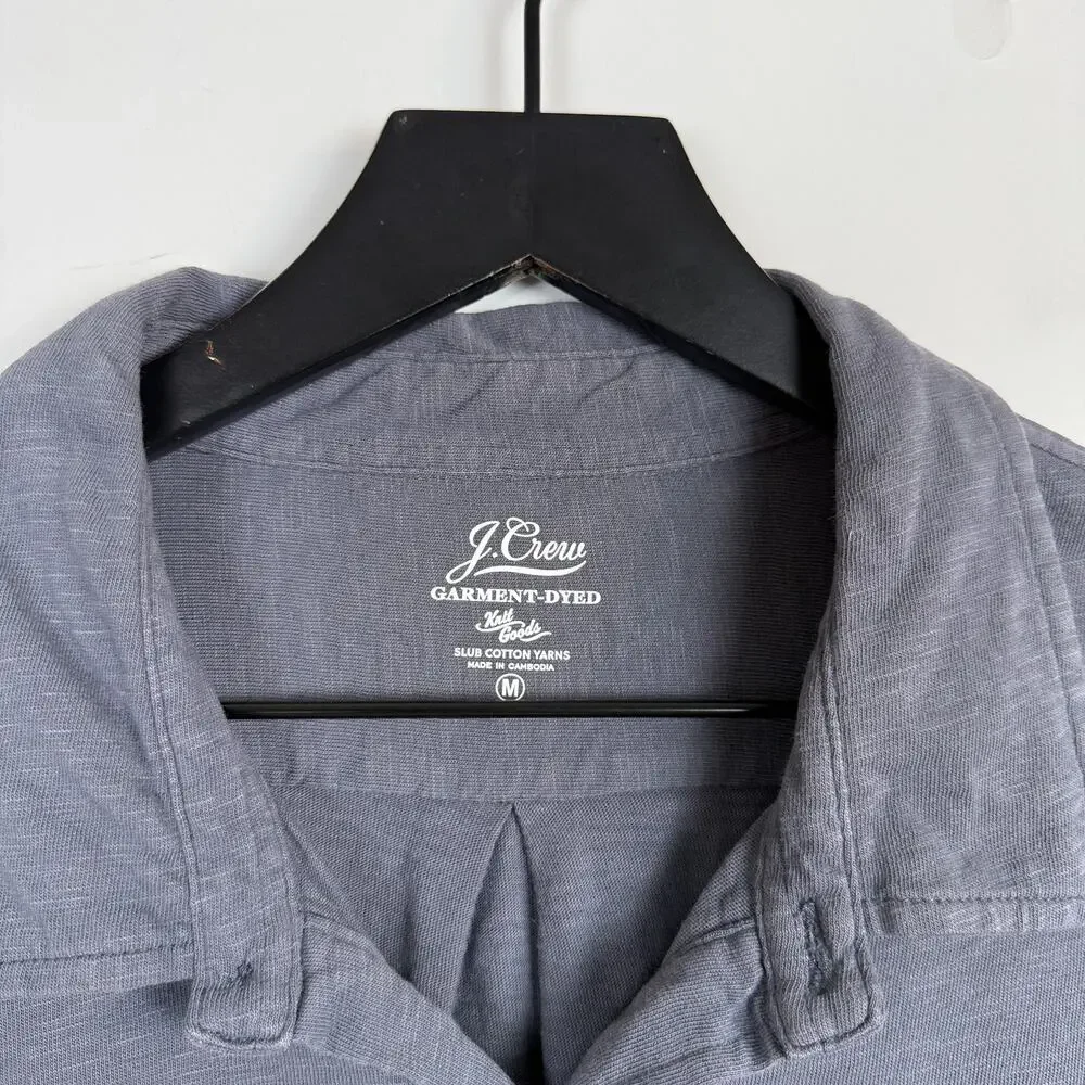 J.Crew Mens Garment-dyed Harbor Button Up Shirt Gray Cotton - M